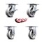 Service Caster 5 Inch V Groove Semi Steel Caster Set with Roller Bearing 2 Brakes and 2 Rigid SCC-35S520-VGR-SLB-2-R-2 - alternate 5